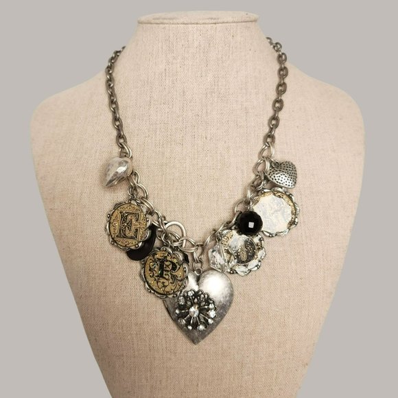 HOPE Heart Necklace Mixed Media Charm Statement Necklace 21 inch Length - Picture 7 of 8